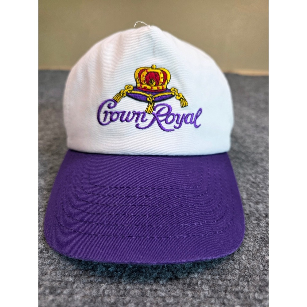 Vintage Crown Royal Snapback Hat OSFA White Purple Embroidered Logo Cap